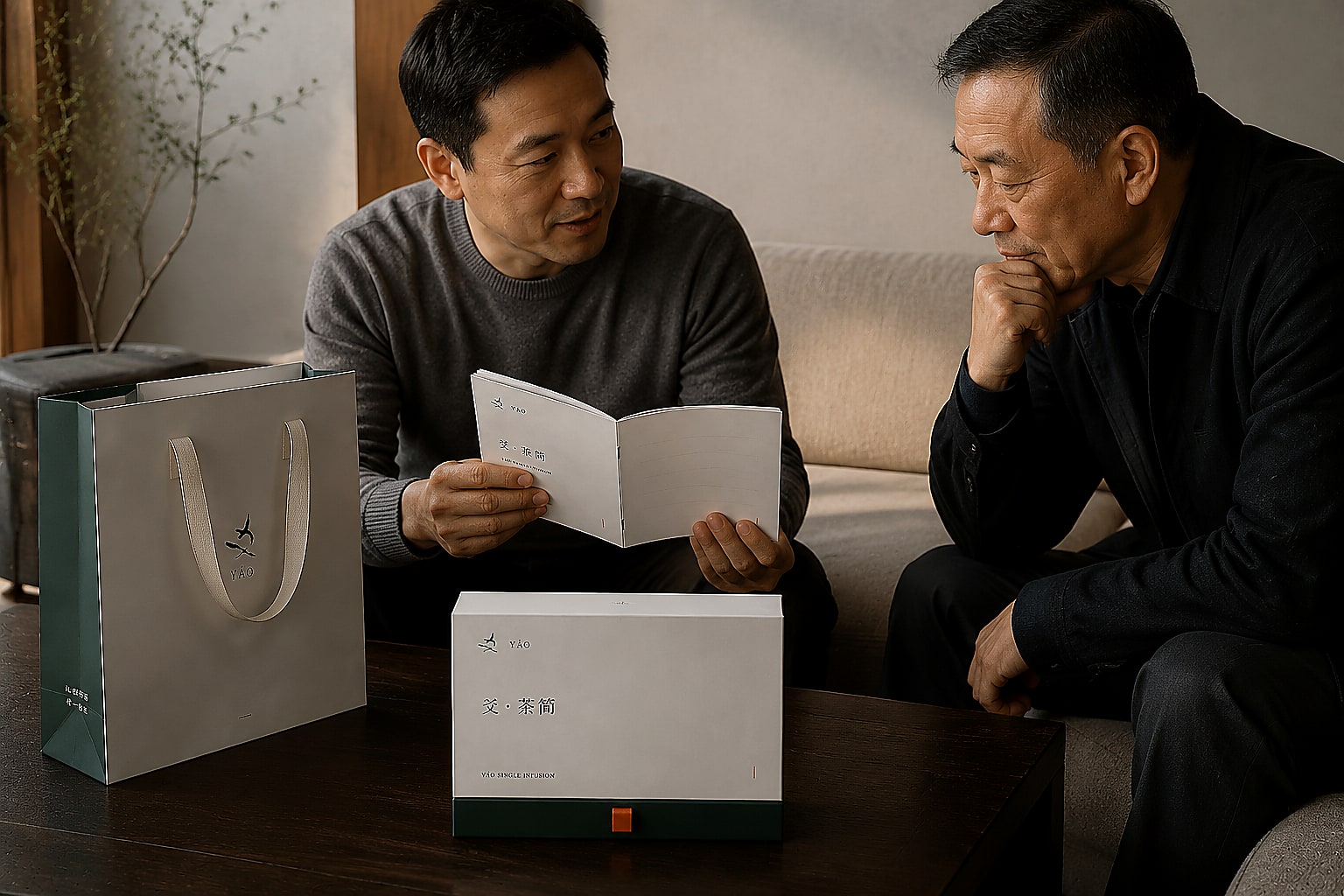 爻茶简礼盒用于赠礼语境的产品开发生活场景样张